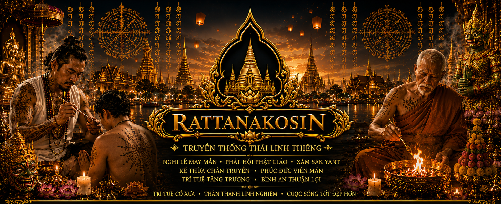 Rattanakosin — Truyền thống Thái linh thiêng: nghi lễ may mắn, pháp hội Phật giáo và xăm Sak Yant