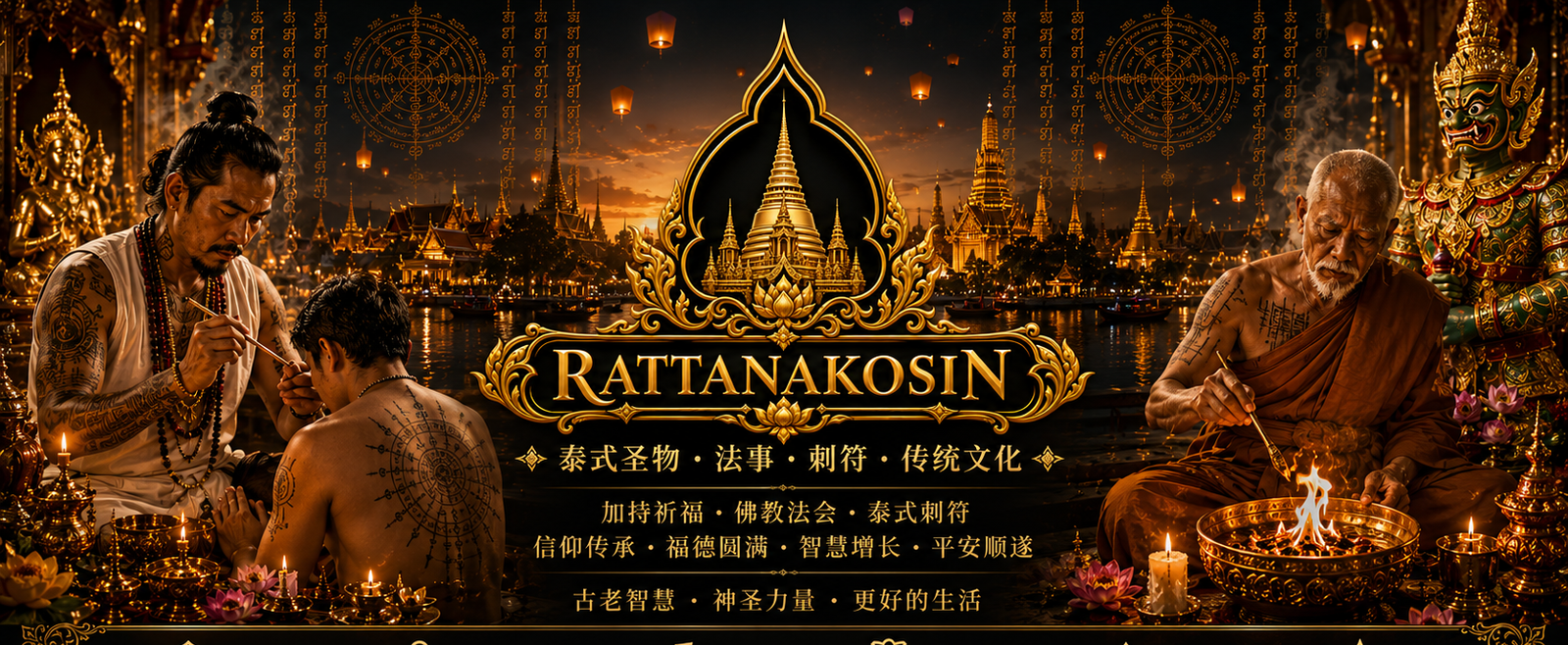 Rattanakosin — 泰式圣物法事：加持祈福、佛教法会与泰式刺符