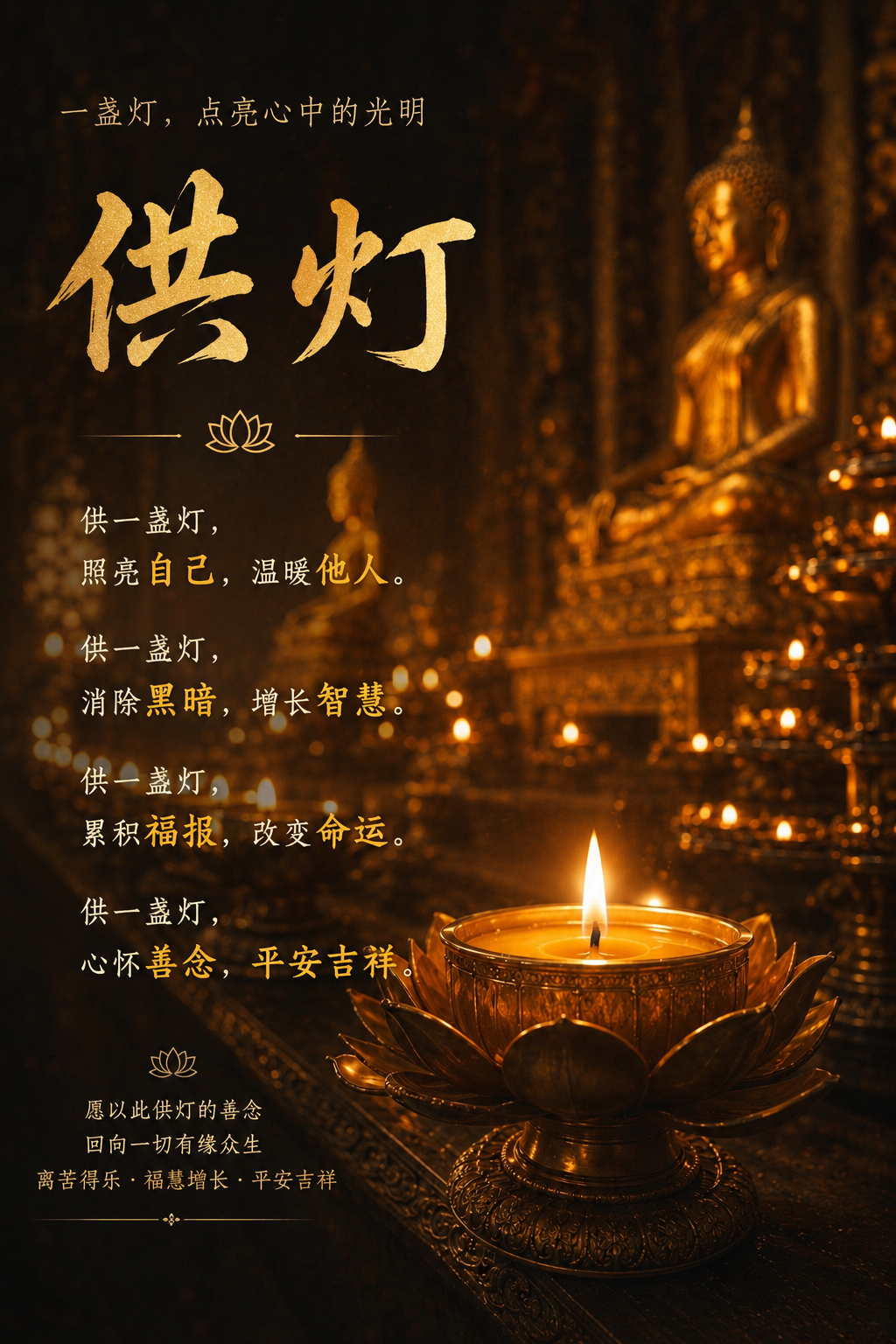 「供灯」海报 — 佛像前燃灯供奉的场景