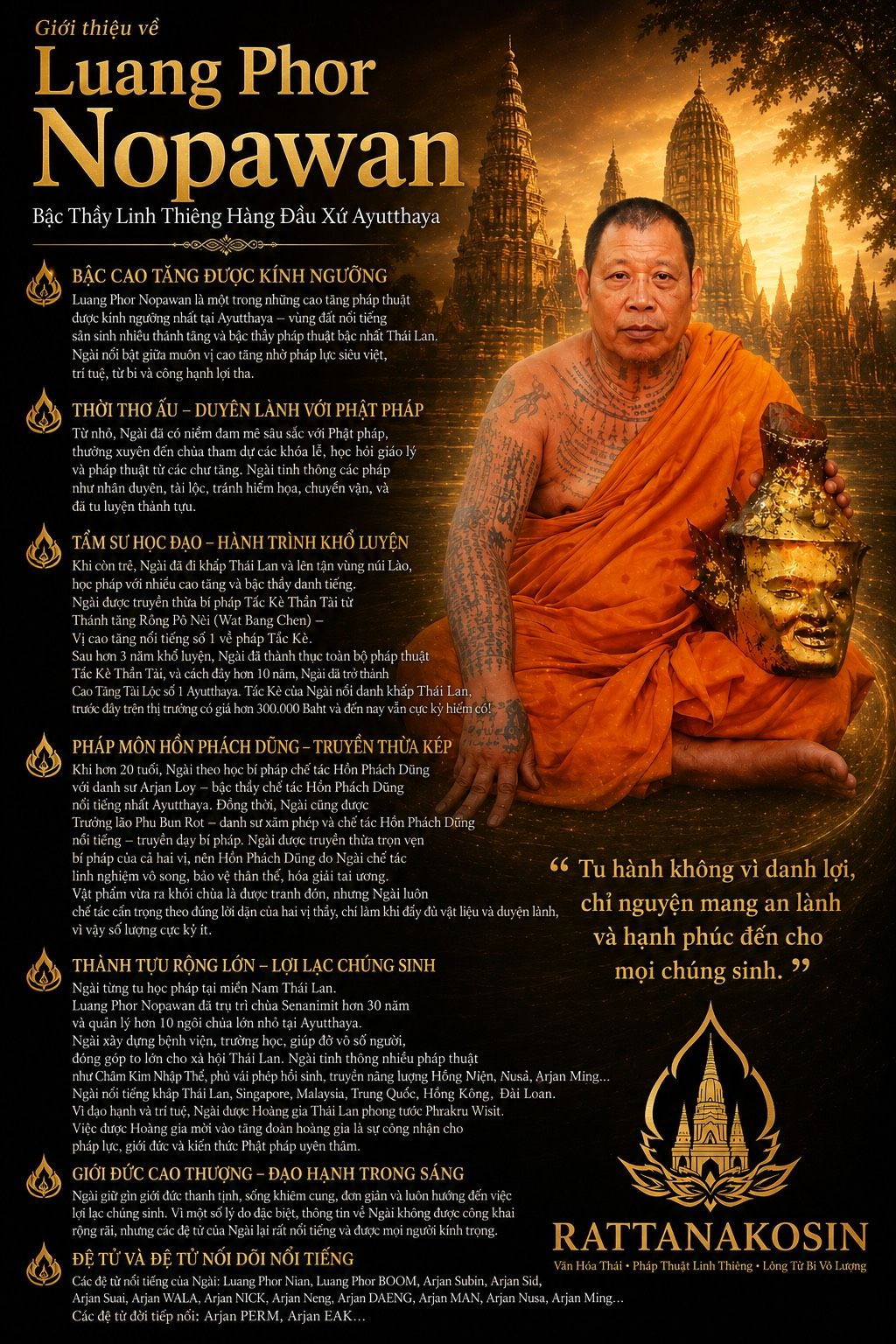 Giới thiệu về Luang Phor Nopawan, vị cao tăng đáng kính của Ayutthaya