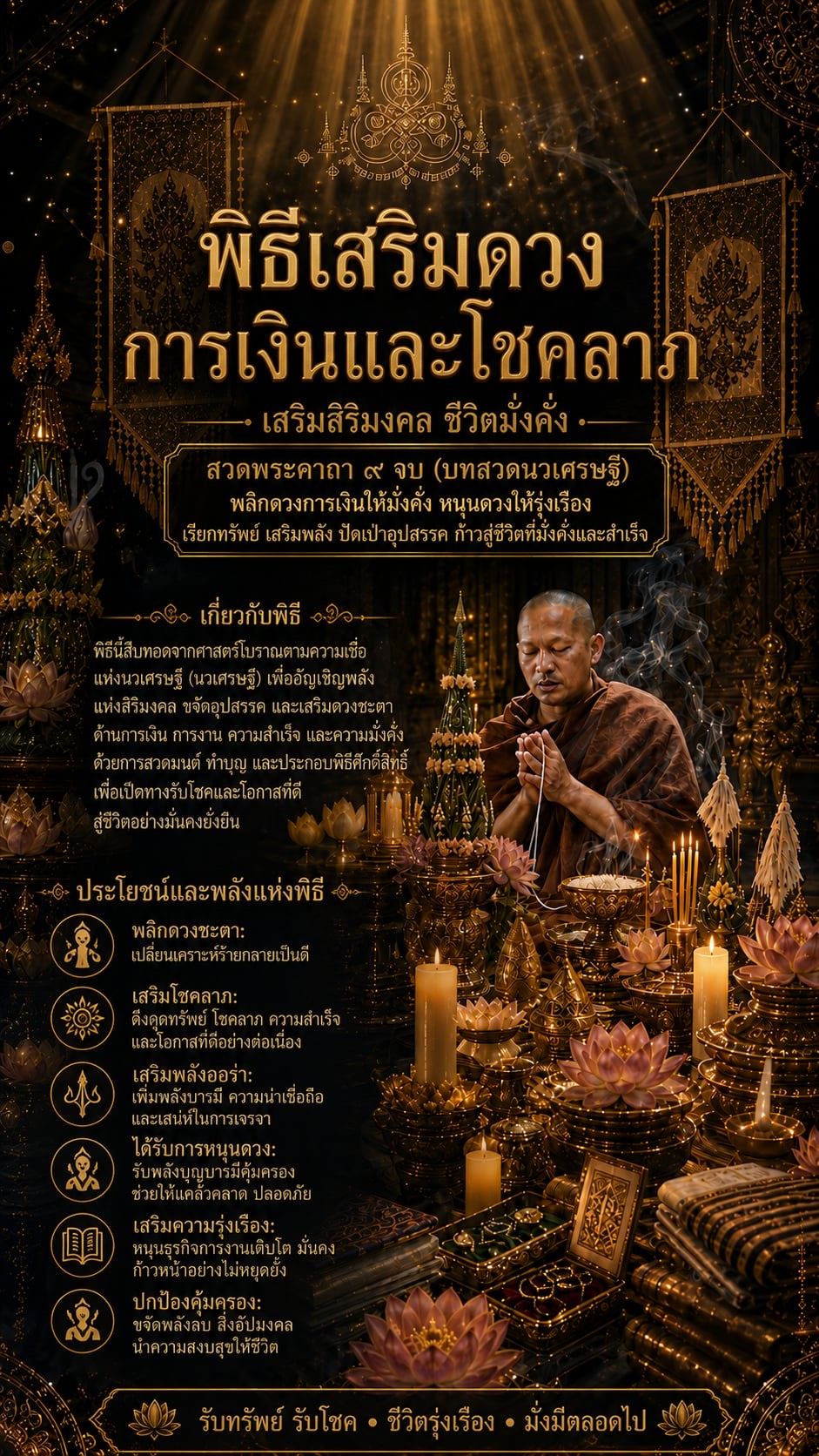 โปสเตอร์พิธีเสริมดวงการเงินและโชคลาภ